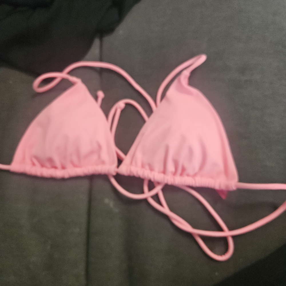 Pink Triangle String Bikini Top